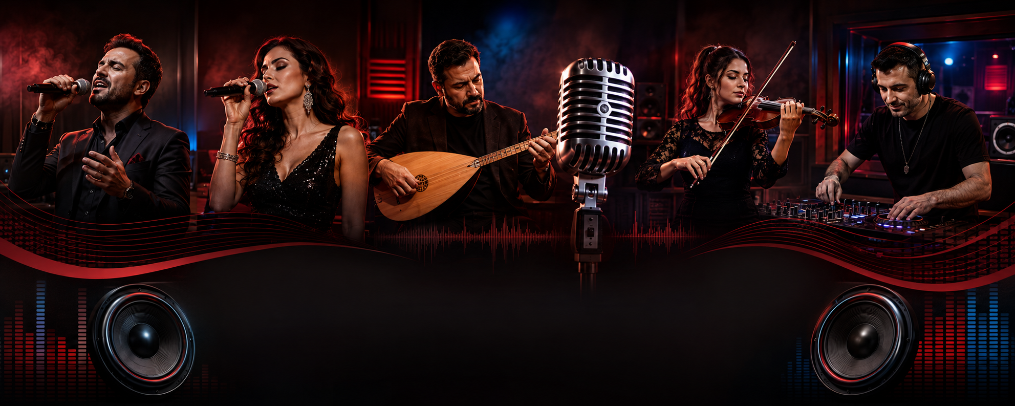 Temsili Radyo Moda 102.5 müzisyenleri — stüdyo ambiyansı